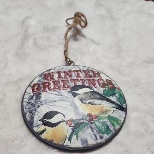 Winter Greetings Holiday Ornament . 2 Sided.